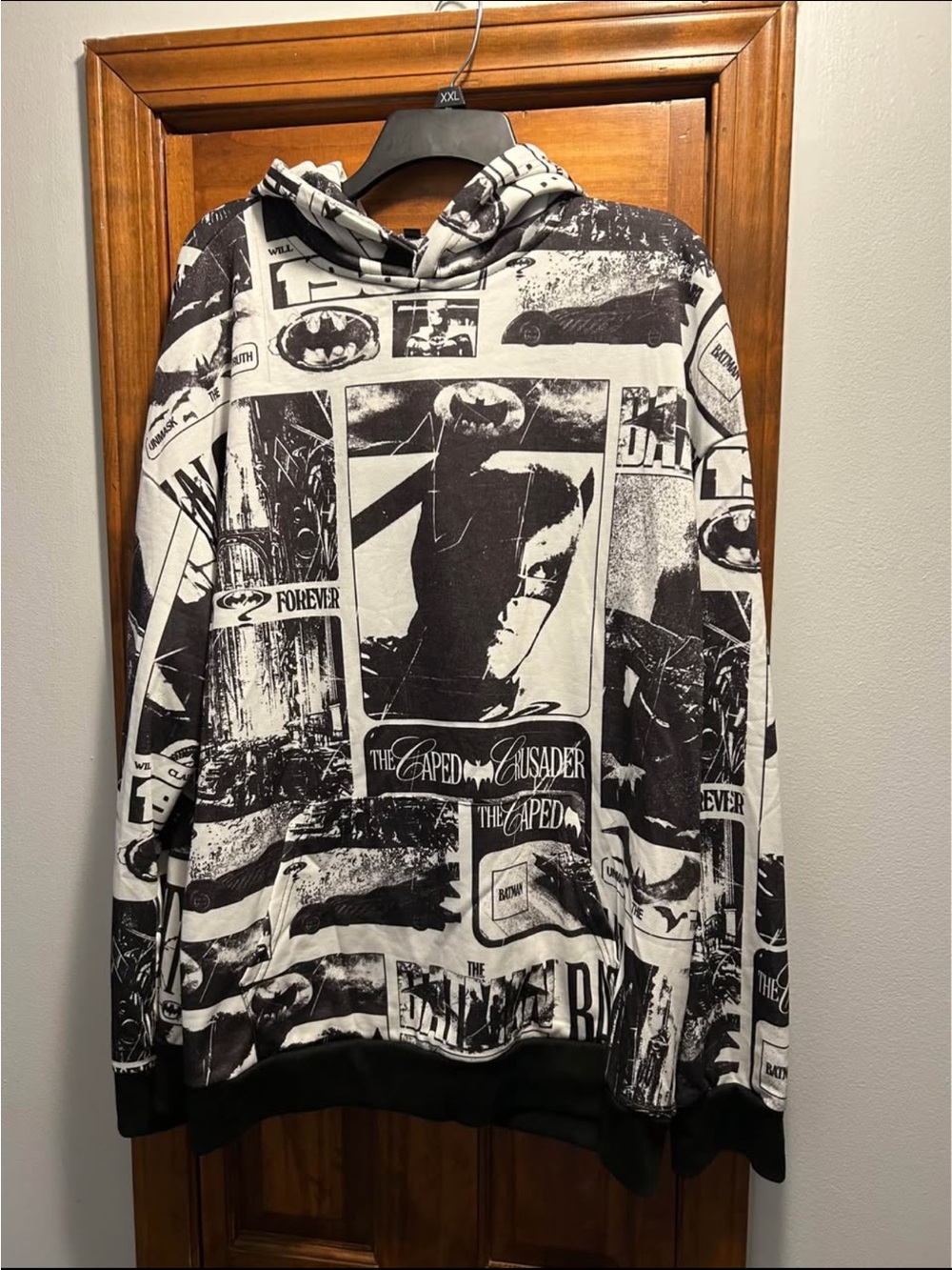 Batman Black & White Graphic Hoodie Pullover